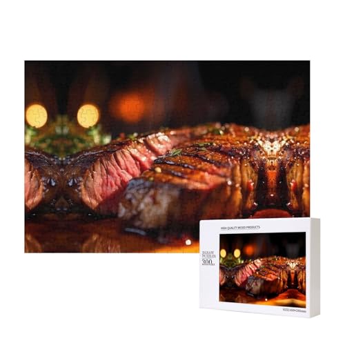 Poezjzw Steak-Puzzles für Erwachsene, 300 Teile, Holzpuzzle für Familie, Freunde, Heimdekoration, Wandkunst, 15,7 x 27,9 cm Poezjzw Steak-Puzzles für Erwachsene, 300 Teile, Holzpuzzle für Familie, Freunde, Heimdekoration, Wandkunst, 15,7 x 27,9 cm von POEZJZW