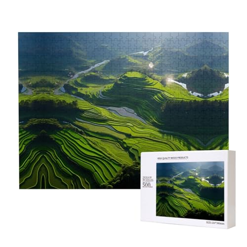 Poezjzw Stepped Fields Puzzles für Erwachsene, 500 Teile, Holzpuzzle für Familie, Freunde, Heimdekoration, Wandkunst, 50 x 38 cm Poezjzw Stepped Fields Puzzles für Erwachsene, 500 Teile, Holzpuzzle für Familie, Freunde, Heimdekoration, Wandkunst, 50 x 38 cm von POEZJZW