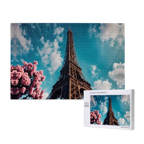 Poezjzw Stilvoller Turm klassisches Puzzle für Erwachsene, 1000 Teile, Holzpuzzle, moderne Wohnkultur, intellektuelles Spiel, 75 x 50 cm von POEZJZW