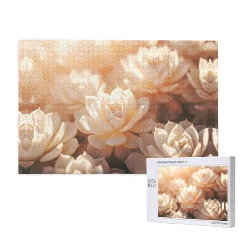 Poezjzw Sukkulenten klassisches Puzzle für Erwachsene, 1000 Teile, Holzpuzzle, moderne Heimdekoration, intellektuelles Spiel, 75 x 50 cm von POEZJZW
