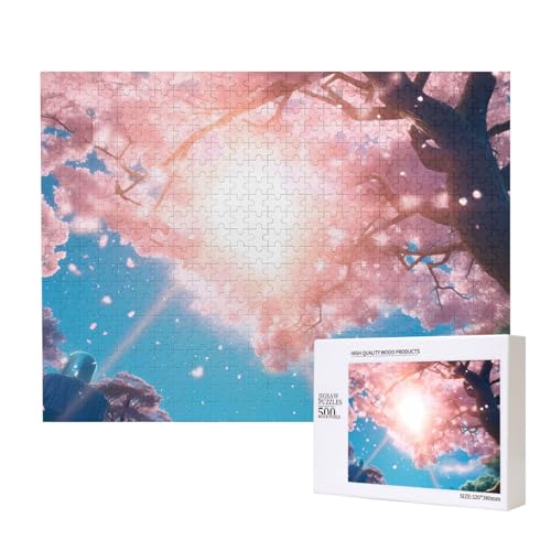 Poezjzw Sunshine Under The Trees Klassisches Puzzle für Erwachsene, 500 Teile, Holzpuzzle, moderne Wohnkultur, intellektuelles Spiel, 52 x 38 cm von POEZJZW