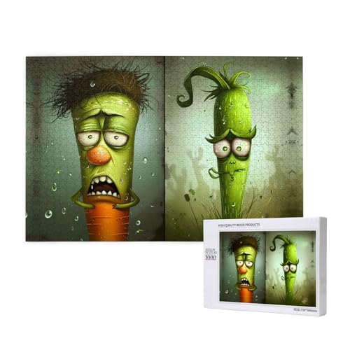 Poezjzw Terrified Rettich Klassisches Puzzle für Erwachsene, 1000 Teile, Holzpuzzle, moderne Heimdekoration, intellektuelles Spiel, 75 x 50 cm von POEZJZW