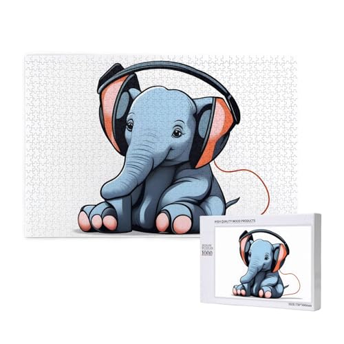 Poezjzw The Elephant In The Room Klassisches Puzzle für Erwachsene, 1000 Teile, Holzpuzzle, moderne Heimdekoration, intellektuelles Spiel, 75 x 50 cm von POEZJZW