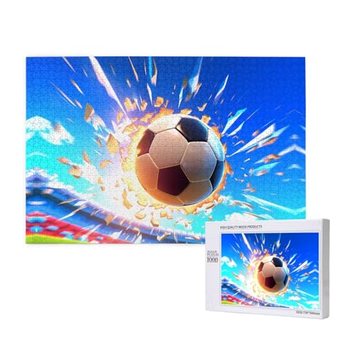 Poezjzw The Flying Soccer Ball Puzzles für Erwachsene, 1000 Teile, Holzpuzzle für Familie, Freunde, Heimdekoration, Wandkunst, 75 x 50 cm Poezjzw The Flying Soccer Ball Puzzles für Erwachsene, 1000 Teile, Holzpuzzle für Familie, Freunde, Heimdekoration, Wandkunst, 75 x 50 cm von POEZJZW
