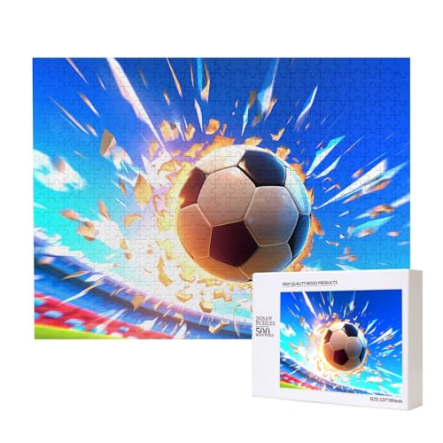Poezjzw The Flying Soccer Ball Puzzles für Erwachsene, 500 Teile, Holzpuzzle für Familie, Freunde, Heimdekoration, Wandkunst, 500 x 38 cm Poezjzw The Flying Soccer Ball Puzzles für Erwachsene, 500 Teile, Holzpuzzle für Familie, Freunde, Heimdekoration, Wandkunst, 500 x 38 cm von POEZJZW