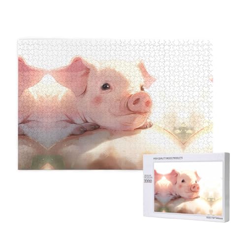 Poezjzw The Pigs Are Looking Puzzles For Adult 1000 Pieces Wooden Jigsaw For Family Friend Home Decor Wall Art 29.5 X 19.7 In von POEZJZW