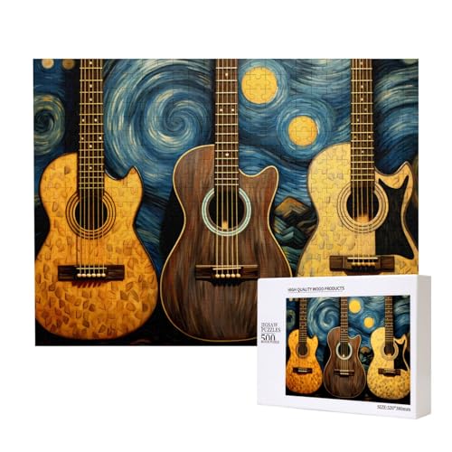 Poezjzw Three Guitars Klassisches Puzzle für Erwachsene, 500 Teile, Holzpuzzle, moderne Wohnkultur, intellektuelles Spiel, 52 x 38 cm Poezjzw Three Guitars Klassisches Puzzle für Erwachsene, 500 Teile, Holzpuzzle, moderne Wohnkultur, intellektuelles Spiel, 52 x 38 cm von POEZJZW