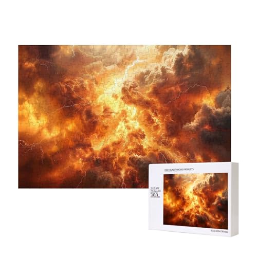 Poezjzw Thunderstorm Klassisches Puzzle für Erwachsene, 300 Teile, Holzpuzzle, moderne Wohnkultur, intellektuelles Spiel, 40 x 28 cm von POEZJZW