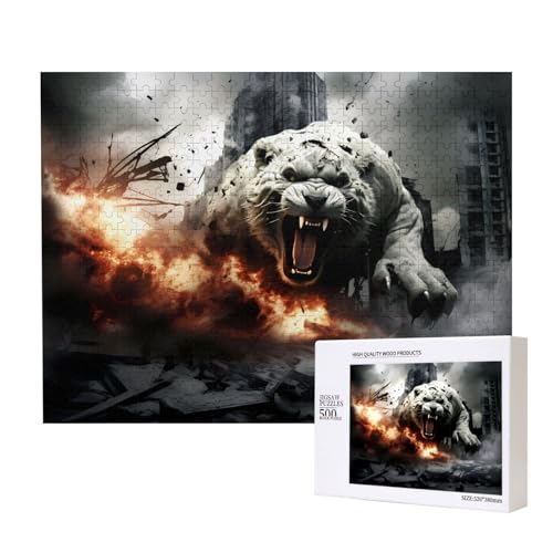 Poezjzw Tiger Out Of Cannon Fire Klassisches Puzzle für Erwachsene, 500 Teile, Holzpuzzle, moderne Wohnkultur, intellektuelles Spiel, 52 x 38 cm Poezjzw Tiger Out Of Cannon Fire Klassisches Puzzle für Erwachsene, 500 Teile, Holzpuzzle, moderne Wohnkultur, intellektuelles Spiel, 52 x 38 cm von POEZJZW