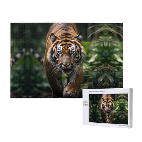 Poezjzw Tiger-Puzzles für Erwachsene, 1000 Teile, Holzpuzzle für Familie, Freunde, Heimdekoration, Wandkunst, 75 x 50 cm Poezjzw Tiger-Puzzles für Erwachsene, 1000 Teile, Holzpuzzle für Familie, Freunde, Heimdekoration, Wandkunst, 75 x 50 cm von POEZJZW