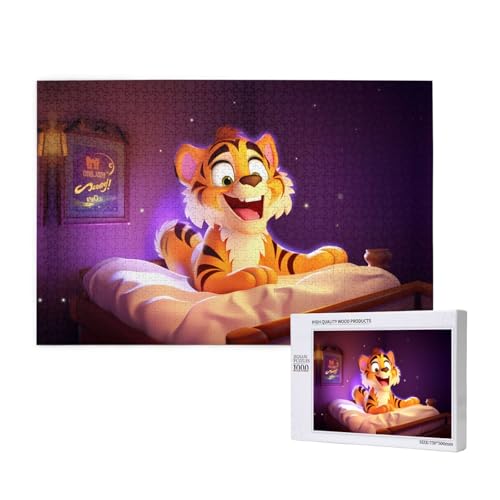 Poezjzw Tiger im Bett, klassisches Puzzle für Erwachsene, 1000 Teile, Holzpuzzle, moderne Heimdekoration, intellektuelles Spiel, 75 x 50 cm Poezjzw Tiger im Bett, klassisches Puzzle für Erwachsene, 1000 Teile, Holzpuzzle, moderne Heimdekoration, intellektuelles Spiel, 75 x 50 cm von POEZJZW