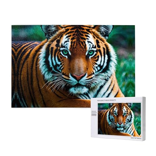 Poezjzw Tiger's Gaze Klassisches Puzzle für Erwachsene, 1000 Teile, Holzpuzzle, moderne Heimdekoration, intellektuelles Spiel, 75 x 50 cm von POEZJZW