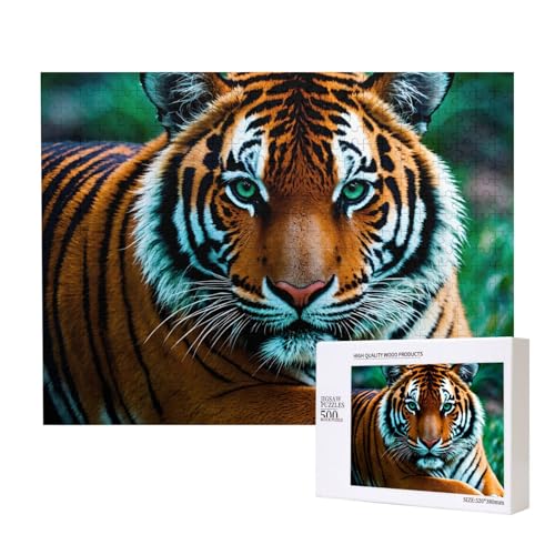 Poezjzw Tiger's Gaze Klassisches Puzzle für Erwachsene, 500 Teile, Holzpuzzle, moderne Wohnkultur, intellektuelles Spiel, 52 x 38 cm Poezjzw Tiger's Gaze Klassisches Puzzle für Erwachsene, 500 Teile, Holzpuzzle, moderne Wohnkultur, intellektuelles Spiel, 52 x 38 cm von POEZJZW