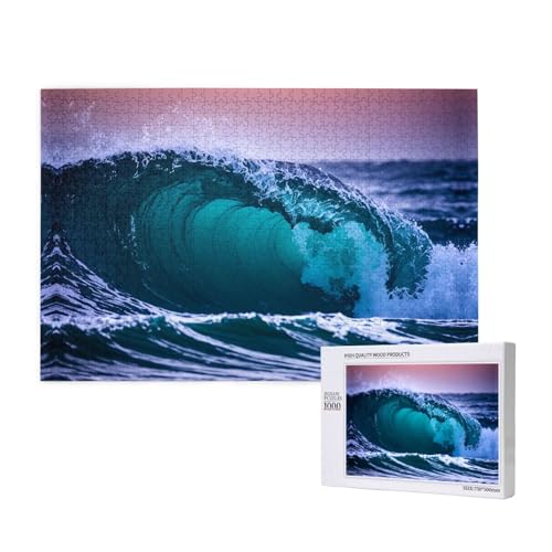 Poezjzw Undulating Waves Klassisches Puzzle für Erwachsene, 1000 Teile, Holzpuzzle, moderne Heimdekoration, intellektuelles Spiel, 75 x 50 cm von POEZJZW