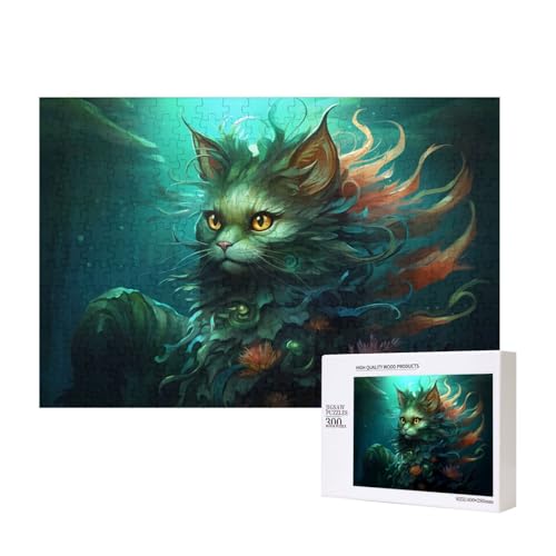 Poezjzw Unterwasser-Meerjungfrau-Katzen-Puzzles für Erwachsene, 300 Teile, Holzpuzzle für Familie, Freunde, Heimdekoration, Wandkunst, 15,7 x 27,9 cm Poezjzw Unterwasser-Meerjungfrau-Katzen-Puzzles für Erwachsene, 300 Teile, Holzpuzzle für Familie, Freunde, Heimdekoration, Wandkunst, 15,7 x 27,9 cm von POEZJZW