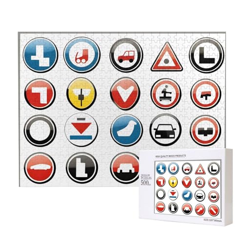Poezjzw Verkehrssymbole in E, klassisches Puzzle für Erwachsene, 500 Teile, Holzpuzzle, moderne Wohnkultur, intellektuelles Spiel, 52 x 38 cm Poezjzw Verkehrssymbole in E, klassisches Puzzle für Erwachsene, 500 Teile, Holzpuzzle, moderne Wohnkultur, intellektuelles Spiel, 52 x 38 cm von POEZJZW