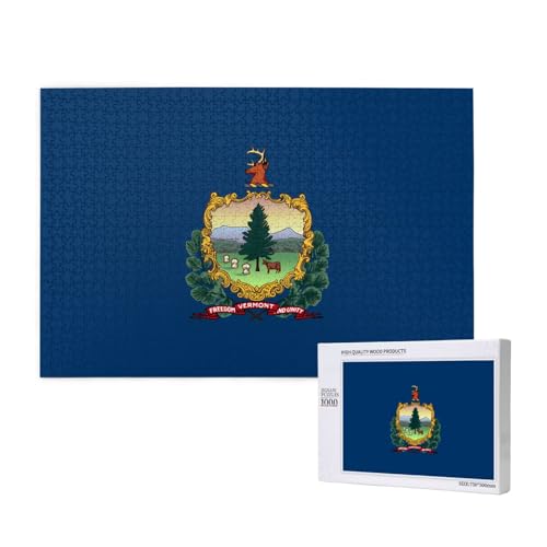 Poezjzw Vermont Staatsflaggen-Puzzles für Erwachsene, 1000 Teile, Holzpuzzle für Familie, Freunde, Heimdekoration, Wandkunst, 75 x 50 cm Poezjzw Vermont Staatsflaggen-Puzzles für Erwachsene, 1000 Teile, Holzpuzzle für Familie, Freunde, Heimdekoration, Wandkunst, 75 x 50 cm von POEZJZW