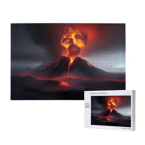 Poezjzw Vulcano Eruption Klassisches Puzzle für Erwachsene, 1000 Teile, Holzpuzzle, moderne Heimdekoration, intellektuelles Spiel, 75 x 50 cm von POEZJZW