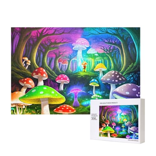 Poezjzw Waldpilz Klassisches Puzzle für Erwachsene, 300 Teile, Holzpuzzle, moderne Wohnkultur, intellektuelles Spiel, 40 x 28 cm von POEZJZW