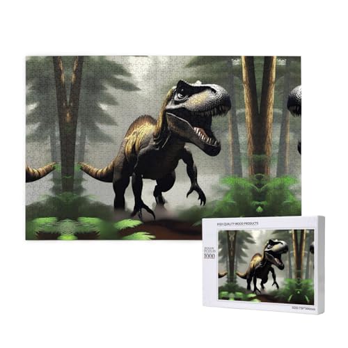 Poezjzw Wandering Dinosaurier-Puzzle für Erwachsene, klassisches Puzzle, 1000 Teile, Holzpuzzle, moderne Heimdekoration, intellektuelles Spiel, 75 x 50 cm von POEZJZW