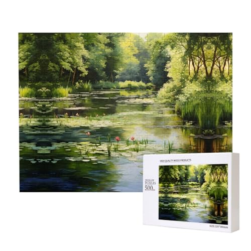 Poezjzw Wasserlilien im Teich, Puzzles für Erwachsene, 500 Teile, Holzpuzzle für Familie, Freunde, Heimdekoration, Wandkunst, 50 x 38 cm Poezjzw Wasserlilien im Teich, Puzzles für Erwachsene, 500 Teile, Holzpuzzle für Familie, Freunde, Heimdekoration, Wandkunst, 50 x 38 cm von POEZJZW