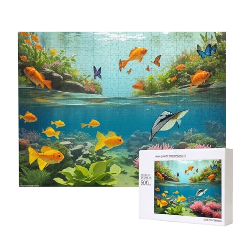 Poezjzw Wasserpflanzen und Fische, klassisches Puzzle für Erwachsene, 500 Teile, Holzpuzzle, moderne Wohnkultur, intellektuelles Spiel, 52 x 38 cm Poezjzw Wasserpflanzen und Fische, klassisches Puzzle für Erwachsene, 500 Teile, Holzpuzzle, moderne Wohnkultur, intellektuelles Spiel, 52 x 38 cm von POEZJZW