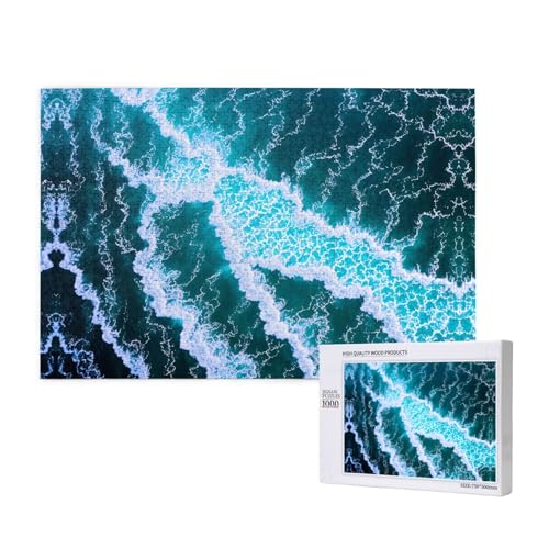 Poezjzw Waves Rollpuzzle für Erwachsene, klassisches Puzzle, 1000 Teile, Holzpuzzle, moderne Heimdekoration, intellektuelles Spiel, 75 x 50 cm von POEZJZW