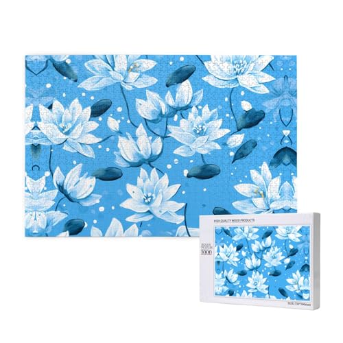 Poezjzw Weiße Lotusblüten-Puzzles für Erwachsene, 1000 Teile, Holzpuzzle für Familie, Freunde, Heimdekoration, Wandkunst, 75 x 50 cm Poezjzw Weiße Lotusblüten-Puzzles für Erwachsene, 1000 Teile, Holzpuzzle für Familie, Freunde, Heimdekoration, Wandkunst, 75 x 50 cm von POEZJZW