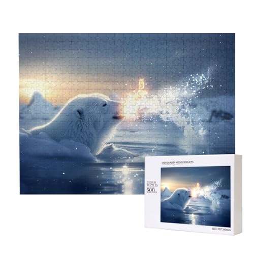 Poezjzw Weißer Bär im See, klassisches Puzzle für Erwachsene, 500 Teile, Holzpuzzle, moderne Wohnkultur, intellektuelles Spiel, 52 x 38 cm Poezjzw Weißer Bär im See, klassisches Puzzle für Erwachsene, 500 Teile, Holzpuzzle, moderne Wohnkultur, intellektuelles Spiel, 52 x 38 cm von POEZJZW