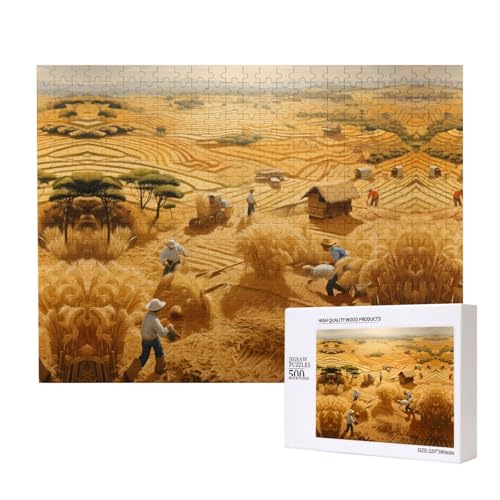 Poezjzw Weizenernte-Puzzles für Erwachsene, 500 Teile, Holzpuzzle für Familie, Freunde, Heimdekoration, Wandkunst, 50 x 38 cm Poezjzw Weizenernte-Puzzles für Erwachsene, 500 Teile, Holzpuzzle für Familie, Freunde, Heimdekoration, Wandkunst, 50 x 38 cm von POEZJZW