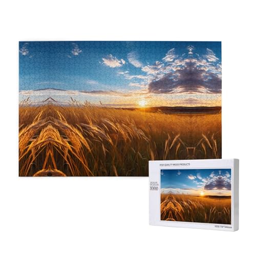 Poezjzw Weizenwellen-Puzzles für Erwachsene, 1000 Teile, Holzpuzzle für Familie, Freunde, Heimdekoration, Wandkunst, 75 x 50 cm Poezjzw Weizenwellen-Puzzles für Erwachsene, 1000 Teile, Holzpuzzle für Familie, Freunde, Heimdekoration, Wandkunst, 75 x 50 cm von POEZJZW