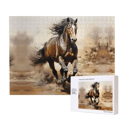 Poezjzw Westernpferd Klassisches Puzzle für Erwachsene, 500 Teile, Holzpuzzle, moderne Wohnkultur, intellektuelles Spiel, 52 x 38 cm Poezjzw Westernpferd Klassisches Puzzle für Erwachsene, 500 Teile, Holzpuzzle, moderne Wohnkultur, intellektuelles Spiel, 52 x 38 cm von POEZJZW