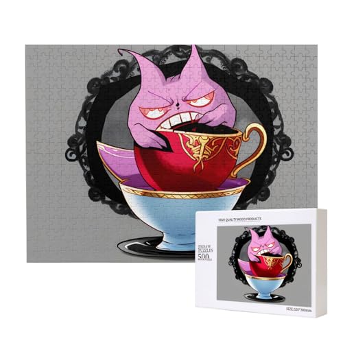 Poezjzw Wicked Fantasy Teetassen Erwachsenen-Puzzle, klassisches Puzzle, 500 Teile, Holzpuzzle, moderne Wohnkultur, intellektuelles Spiel, 52 x 38 cm von POEZJZW