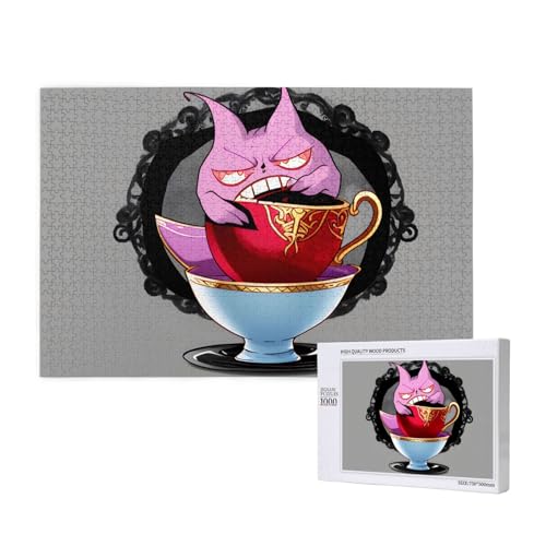 Poezjzw Wicked Fantasy Teetassen Klassisches Puzzle für Erwachsene, 1000 Teile, Holzpuzzle, moderne Heimdekoration, intellektuelles Spiel, 75 x 50 cm von POEZJZW