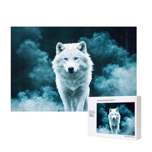 Poezjzw Wolf mit Rauch, klassisches Puzzle für Erwachsene, 300 Teile, Holzpuzzle, moderne Wohnkultur, intellektuelles Spiel, 40 x 28 cm Poezjzw Wolf mit Rauch, klassisches Puzzle für Erwachsene, 300 Teile, Holzpuzzle, moderne Wohnkultur, intellektuelles Spiel, 40 x 28 cm von POEZJZW