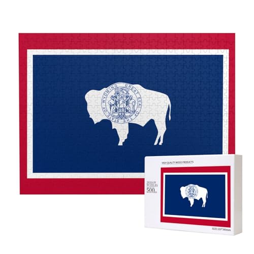 Poezjzw Wyoming Staatsflagge, klassisches Puzzle für Erwachsene, 500 Teile, Holzpuzzle, moderne Wohnkultur, intellektuelles Spiel, 52 x 38 cm Poezjzw Wyoming Staatsflagge, klassisches Puzzle für Erwachsene, 500 Teile, Holzpuzzle, moderne Wohnkultur, intellektuelles Spiel, 52 x 38 cm von POEZJZW