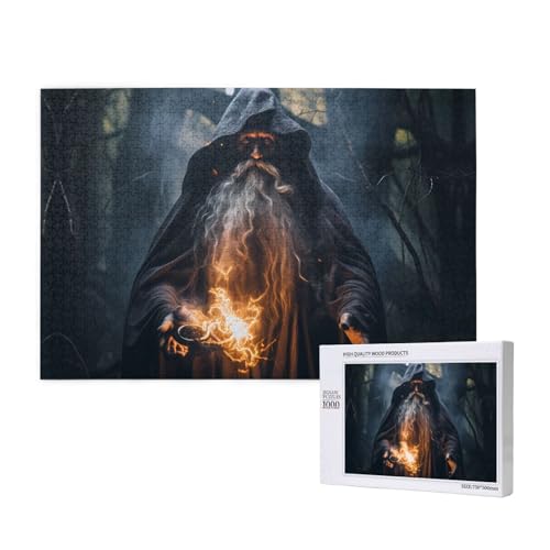 Poezjzw Zauberer-Puzzles für Erwachsene, 1000 Teile, Holzpuzzle für Familie, Freunde, Heimdekoration, Wandkunst, 75 x 50 cm von POEZJZW