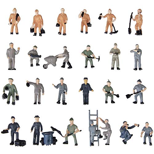 POFET 25pcs 1:87 Figuren Gemalte Figuren Miniaturen von Eisenbahnarbeitern mit Eimer und Leiter von POFET