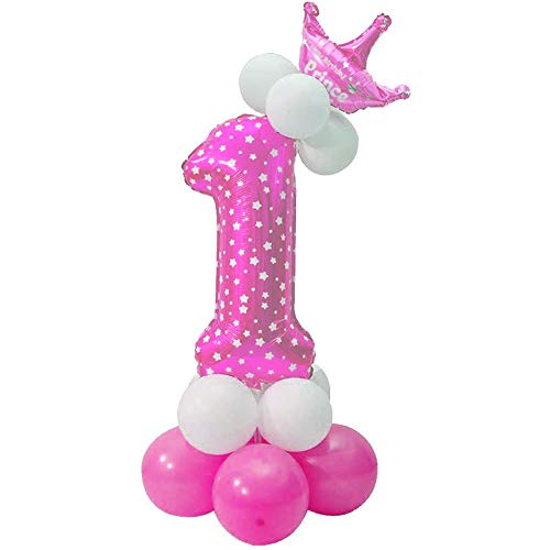 POFET Alle Zahlen Buchstaben Prinzessin Prinz Krone Folie Luftballons Aufrechte Säule Set Geburtstagsfeier Dekor - Pink 1 POFET Alle Zahlen Buchstaben Prinzessin Prinz Krone Folie Luftballons Aufrechte Säule Set Geburtstagsfeier Dekor - Pink 1 von POFET