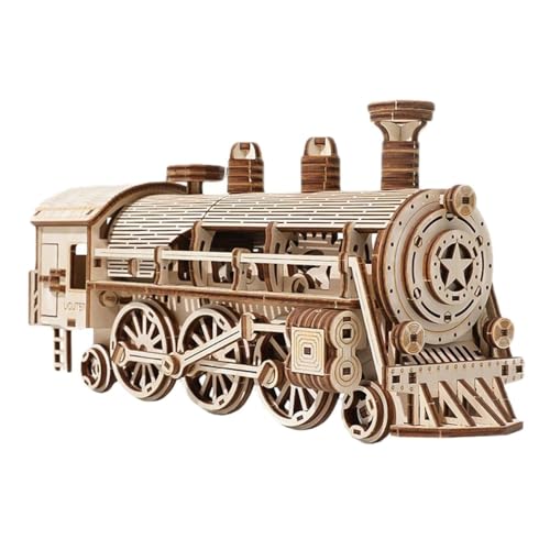 POFET Dampflok 3D-Puzzle, Holzmodellbausätze für Erwachsene zum Zusammenbauen, Selbstmontage, mechanisches Konstruktionsbastelset von POFET