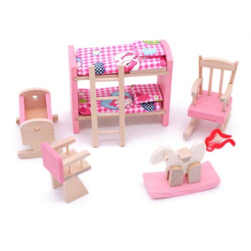 POFET Entzückende hölzerne Puppenhausmöbel Kinderzimmer-Set Spielzeug Puppenhausmöbel Holzspielzeug Kinderzimmer-Set POFET Entzückende hölzerne Puppenhausmöbel Kinderzimmer-Set Spielzeug Puppenhausmöbel Holzspielzeug Kinderzimmer-Set von POFET