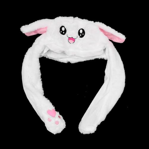 POFET Niedliche Hase Plüsch Hut, Hasen mütze bewegliche ohren Niedlicher Leuchtender Hasen Plüsch Hut Geburtstagsgeschenk für Kinder Mädchen Freundin von POFET