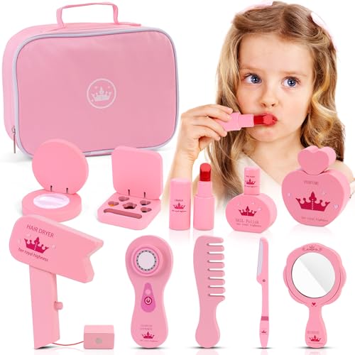 POFIBO Holzschminke Spielset, 11-teiliges Kinder schminkkoffer für Mädchen, Holzspielzeug zum Schminken für 3-7 Jahre alte Kinder, ideales Geburtstags POFIBO Holzschminke Spielset, 11-teiliges Kinder schminkkoffer für Mädchen, Holzspielzeug zum Schminken für 3-7 Jahre alte Kinder, ideales Geburtstags von POFIBO