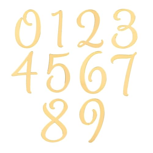 Tortenaufsätze aus Acryl, goldfarben, 10 Stück (0–9), wiederverwendbar, für Geburtstag, Hochzeit, Babyparty, Kuchendekoration, lebensmittelechtes Cupcake-Topper-Set für Partyzubehör von POHOVE