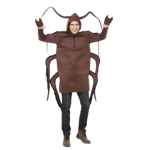 POIUIYQA Humorvolles Kakerlaken-Kostüm für Herren Tierkostüm Schwarz - Braun Plötze Kostü - Gruselige Halloween-Kostüme Kakerlake - Unisex Animal Costumes Bodysuit Animal Outfit für Herren von POIUIYQA