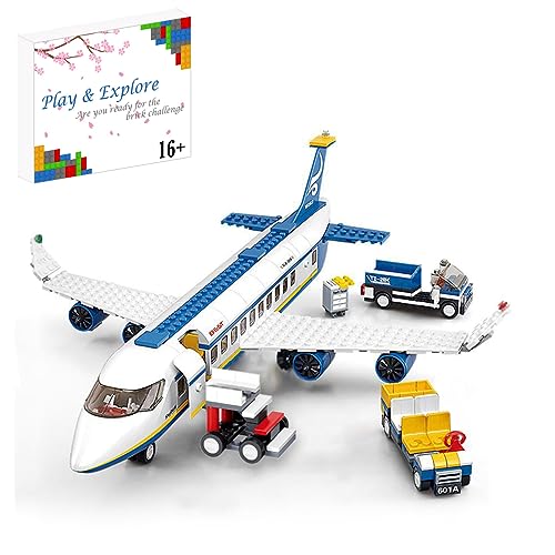 Flugzeug Bausteine mit Flughafen LKW, 463 Teile Stadt Passagier Flugzeug Bausatz, City Passagierflugzeug Bausatz Kompatibel mit Lego von POIWEYR