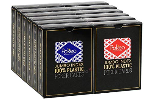 Kartusche, 100 % Kunststoff, 12 Stück – Pokerkarte im Jumbo-Format – 54 Pokerkarten pro Packung – 6 blaue Pakete + 6 rote Pakete – ideal für Pokerclub Kartusche, 100 % Kunststoff, 12 Stück – Pokerkarte im Jumbo-Format – 54 Pokerkarten pro Packung – 6 blaue Pakete + 6 rote Pakete – ideal für Pokerclub von POKEO