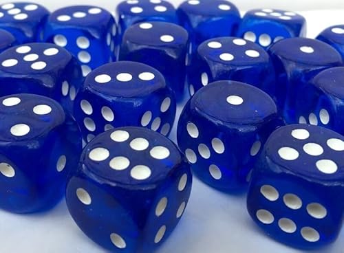 100 x große, blaue, 6-seitige Würfel/Würfel, 19 mm 100 x große, blaue, 6-seitige Würfel/Würfel, 19 mm von POKER CHIP SHOP