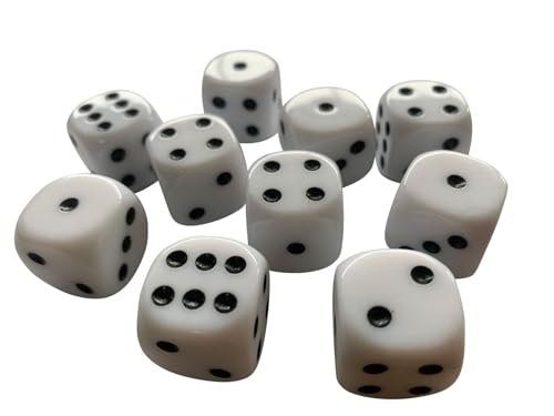 100 x große, weiße, 6-seitige Würfel, 19 mm von POKER CHIP SHOP