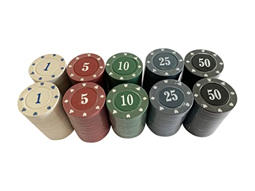200 x nummerierte Poker-Roulette-Casino-Chips – passende Designs, 40 x 5 Farben von POKER CHIP SHOP